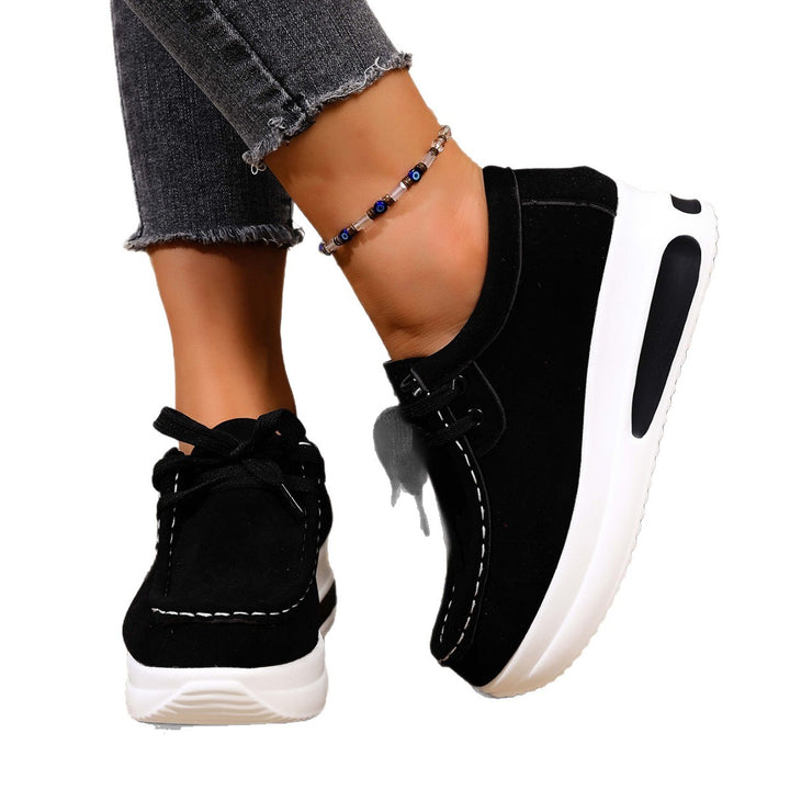Damen Bequeme Keil‑Plateau‑Sneaker mit Wildlederoptik und gepolstertem Komfortfußbett Drune