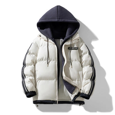 Herren wattierter Parka-Hybrid mit innenliegendem Hoodie, seitlichen Streifen und Zwei-Wege-Reißverschluss Drune