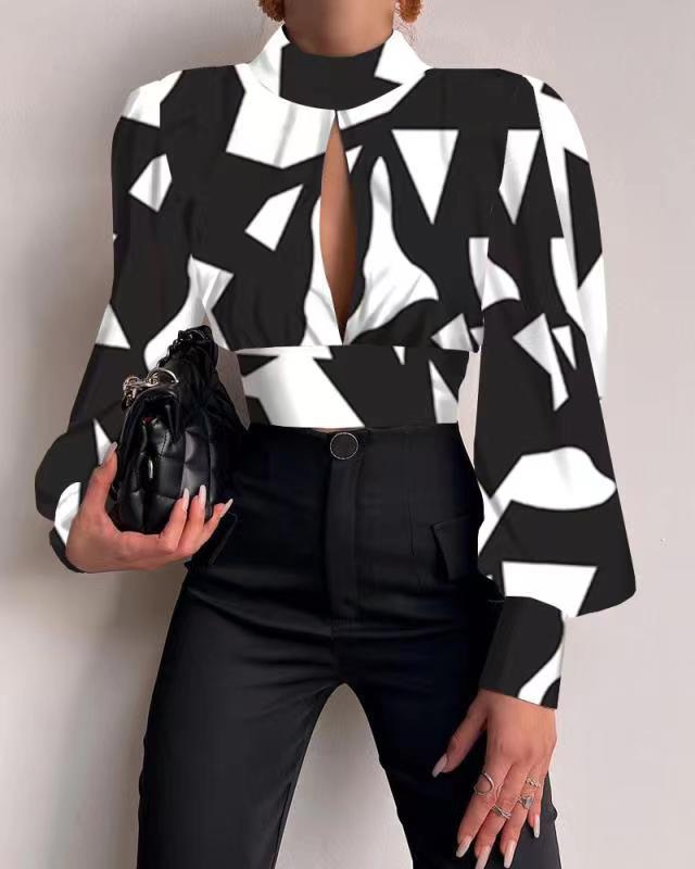 Damen modische Bluse mit grafischem Design Drune