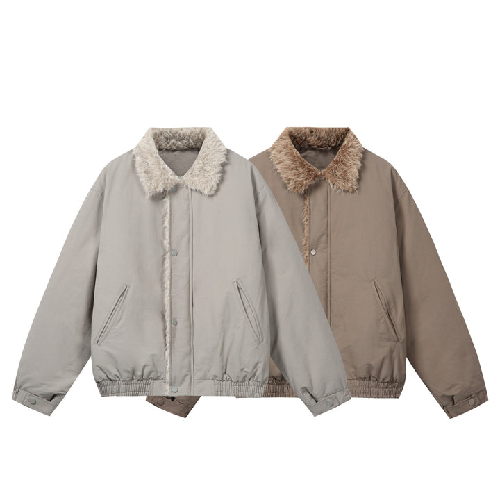 Damen Minimalistische Thermo‑Blousonjacke mit Kunstfell‑Umlegekragen und elastischem Tunnelzugsaum Drune