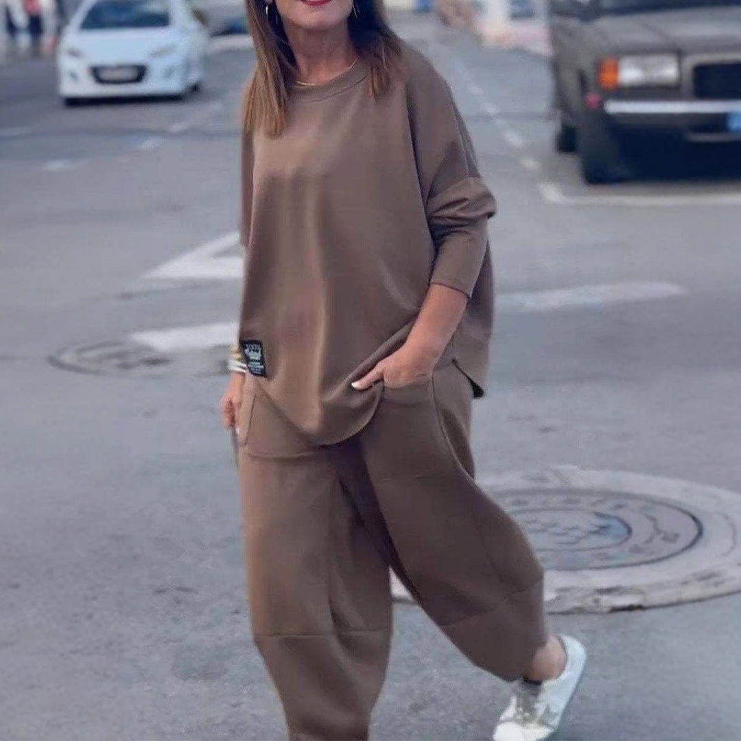 Damen lässiges Lounge-Set mit weit geschnittenem Oberteil und komfortabler Hose Drune
