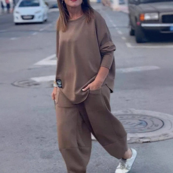 Damen lässiges Lounge-Set mit weit geschnittenem Oberteil und komfortabler Hose Drune