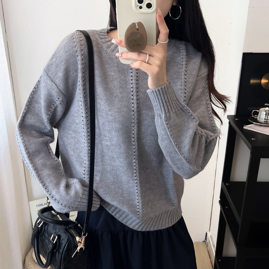 Damen Grobstrickpullover mit femininer Silhouette und strukturiertem Design Drune