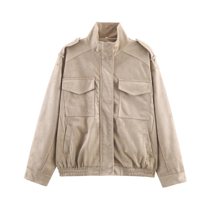 Damen Kurzjacke im Military-Stil mit Schulterklappen, aufgesetzten Brusttaschen und elastischem Saum Drune