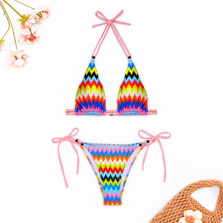 Damen Gemusterter Bikinis mit verstellbaren Trägern Drune
