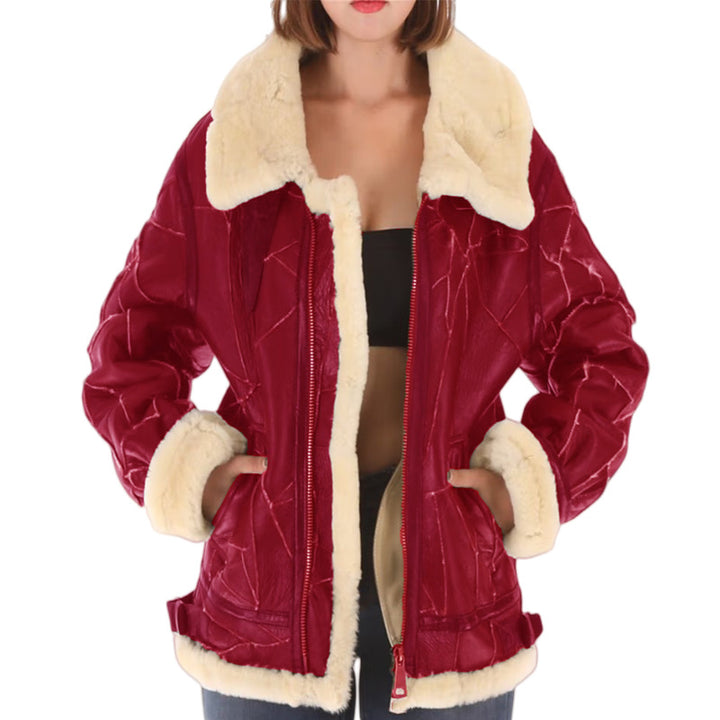 Damen Lammfelljacke mit weichem Innenfutter und klassischem Kragen Drune