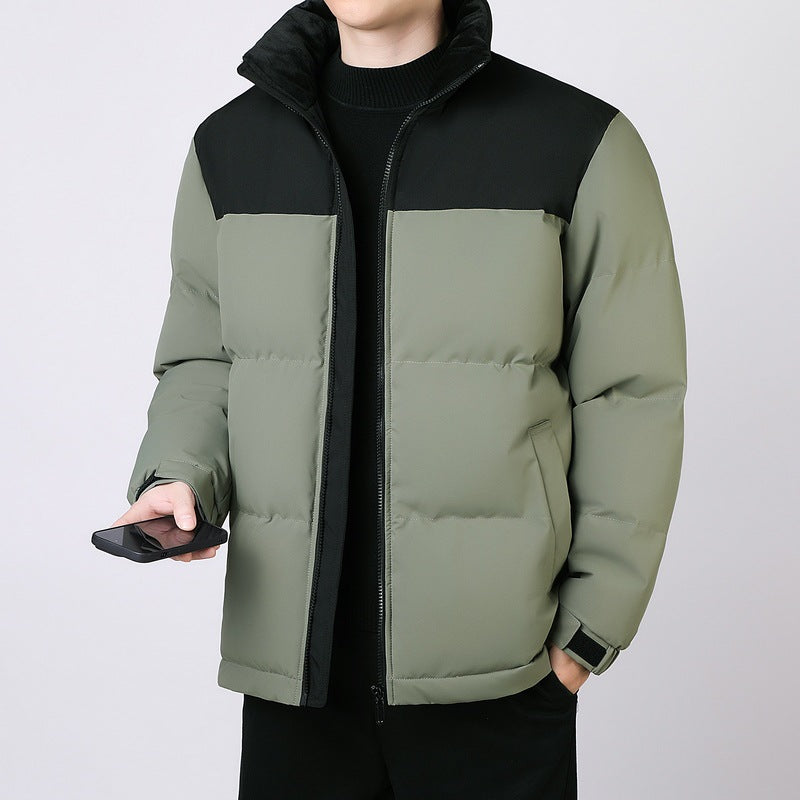 Herren Isolierte Winter-Steppjacke mit geometrischer Ton-in-Ton‑Steppung und hohem Stehkragen Drune