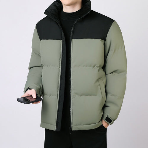 Herren Isolierte Winter-Steppjacke mit geometrischer Ton-in-Ton‑Steppung und hohem Stehkragen Drune