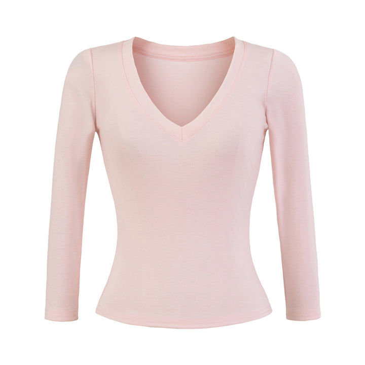 Damen Langarmshirt mit V-Ausschnitt und figurbetontem Schnitt Drune