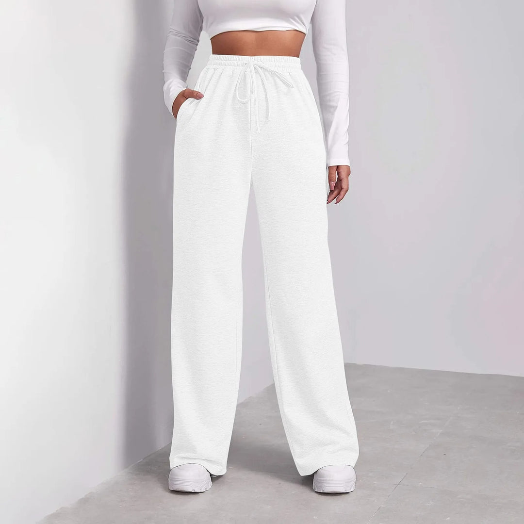 Damen nan weiter Highwaist Palazzo-Jogger mit elastischem Komfortbund, Kordelzug und seitlichen Eingrifftaschen Drune