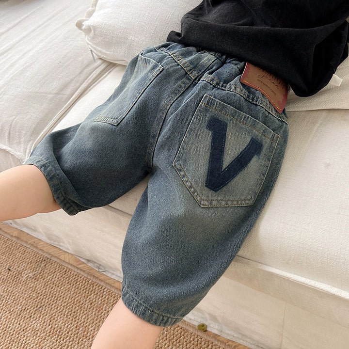Unisex lässige Denim-Shorts mit Gummibund Drune