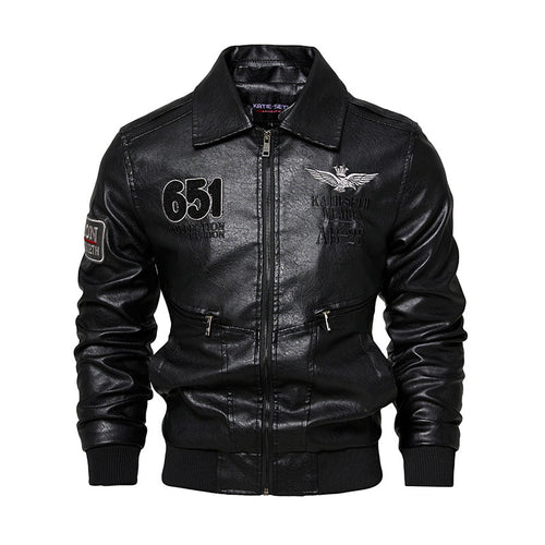 Herren Robuste Lederjacke mit abnehmbarem Teddykragen Drune