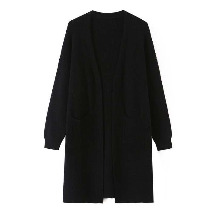Damen Longline Strickcardigan mit aufgesetzten Taschen Drune
