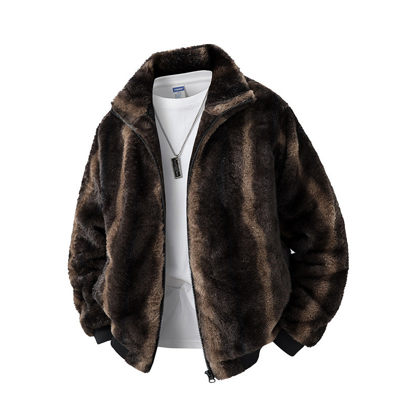 Herren Fleecejacke mit hohem Kragen und elastischem Bund Drune