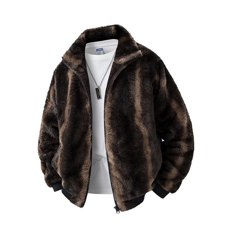 Herren Fleecejacke mit hohem Kragen und elastischem Bund Drune