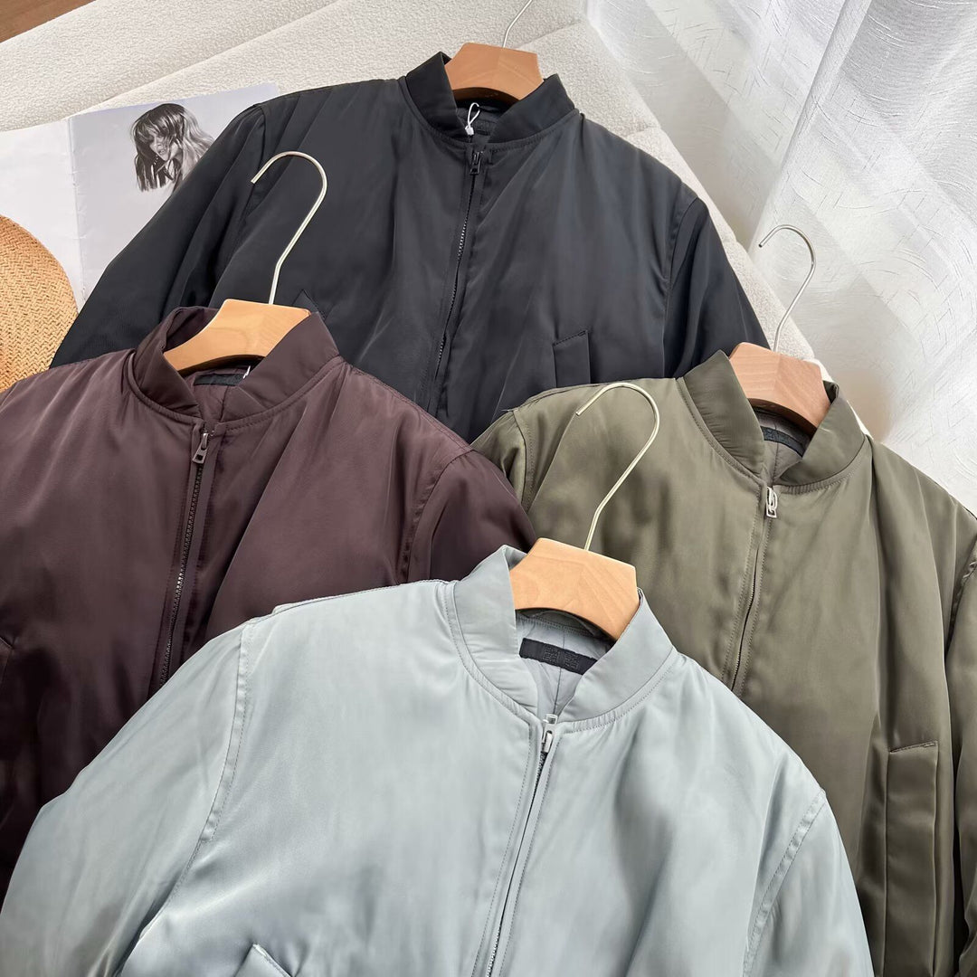 Damen sportliche Bomberjacke mit hohem Kragen und bequemen Seitentaschen Drune