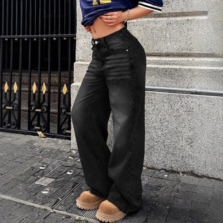 Damen weite hochtaillierte Denim-Jeans im Baggy‑Stil mit extra weitem Bein Drune