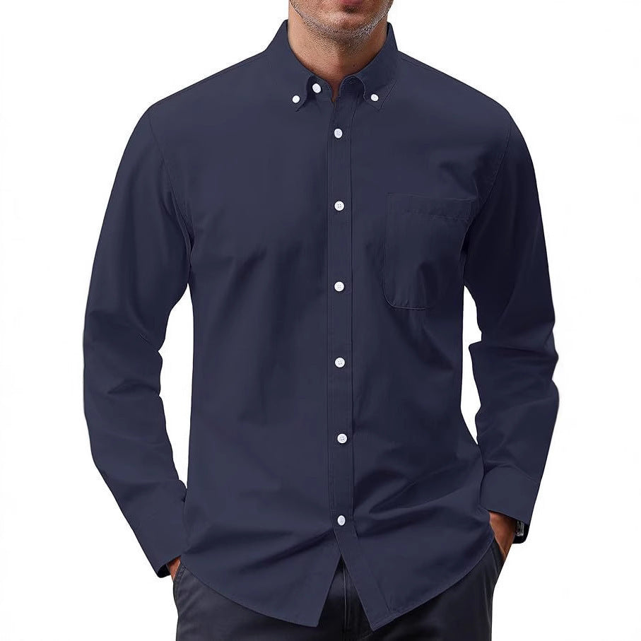 Herren nan Slim-Fit Oxford-Hemd mit Button-Down-Kragen, Brusttasche und elastischer Baumwollmischung Drune