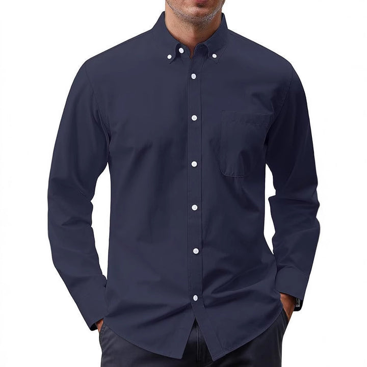 Herren nan Slim-Fit Oxford-Hemd mit Button-Down-Kragen, Brusttasche und elastischer Baumwollmischung Drune