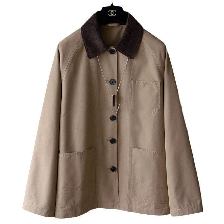 Damen Modische Übergangsjacke mit weichem Kragen Drune
