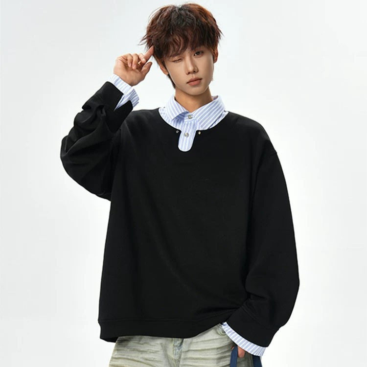 Herren Oversized Sweatshirt mit V-Notch-Kragen und Drop-Shoulder Drune