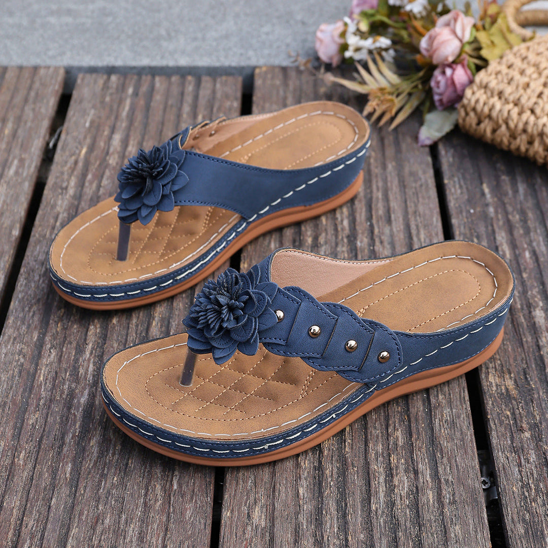 Damen Bequeme Blumendetail-Zehentrenner Drune
