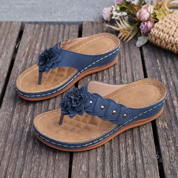 Damen Bequeme Blumendetail-Zehentrenner Drune