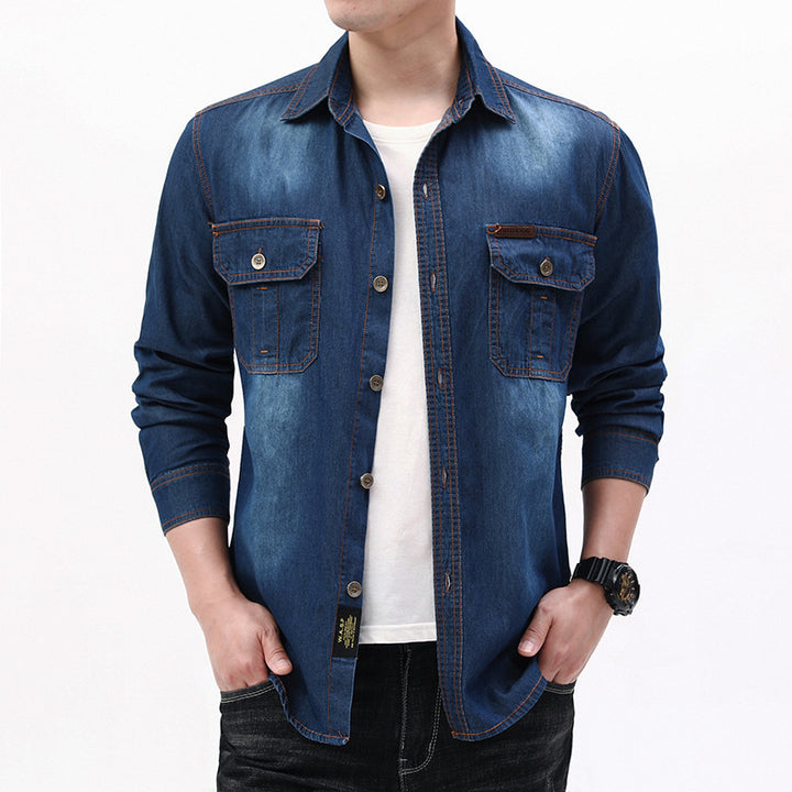 Herren Denim-Hemdjacke mit Utility-Taschen Drune