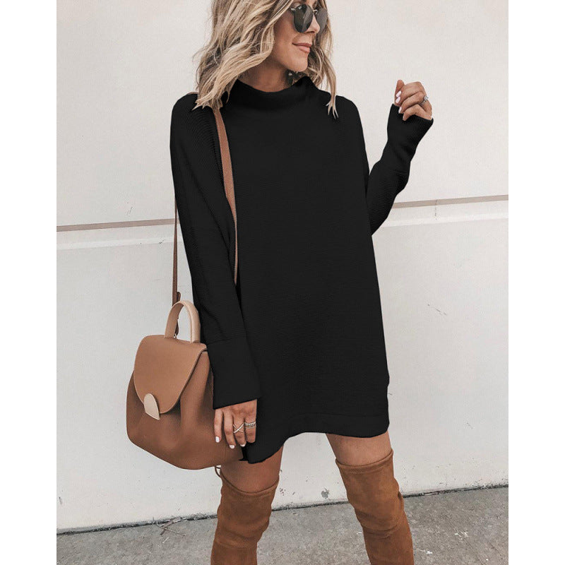 Damen Kuscheliges Oversize-Kleid mit Rollkragen und langen Ärmeln Drune