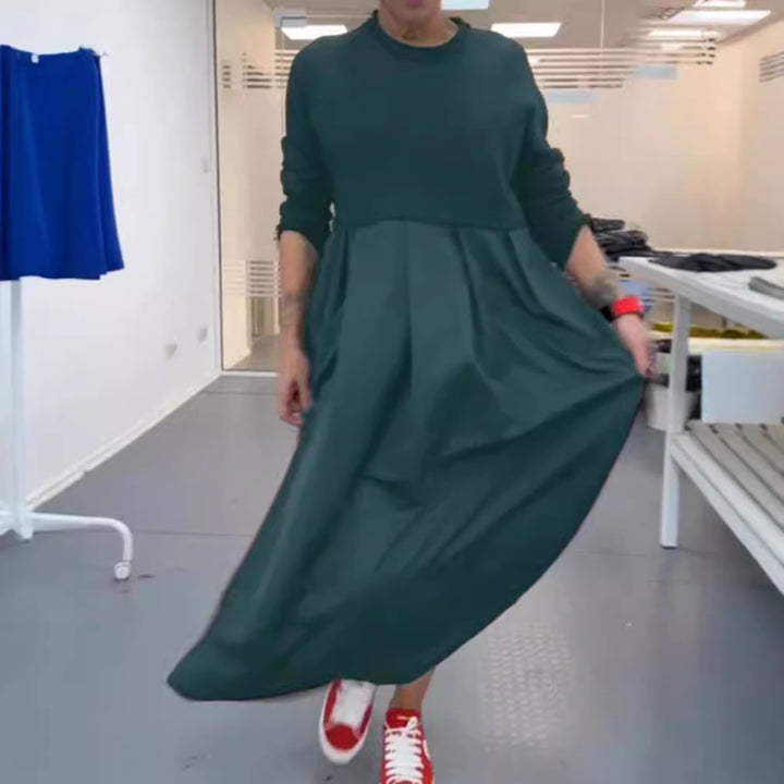 Damen nan Oversize-Maxikleid mit tiefer Passe und seitlichen Eingrifftaschen Drune