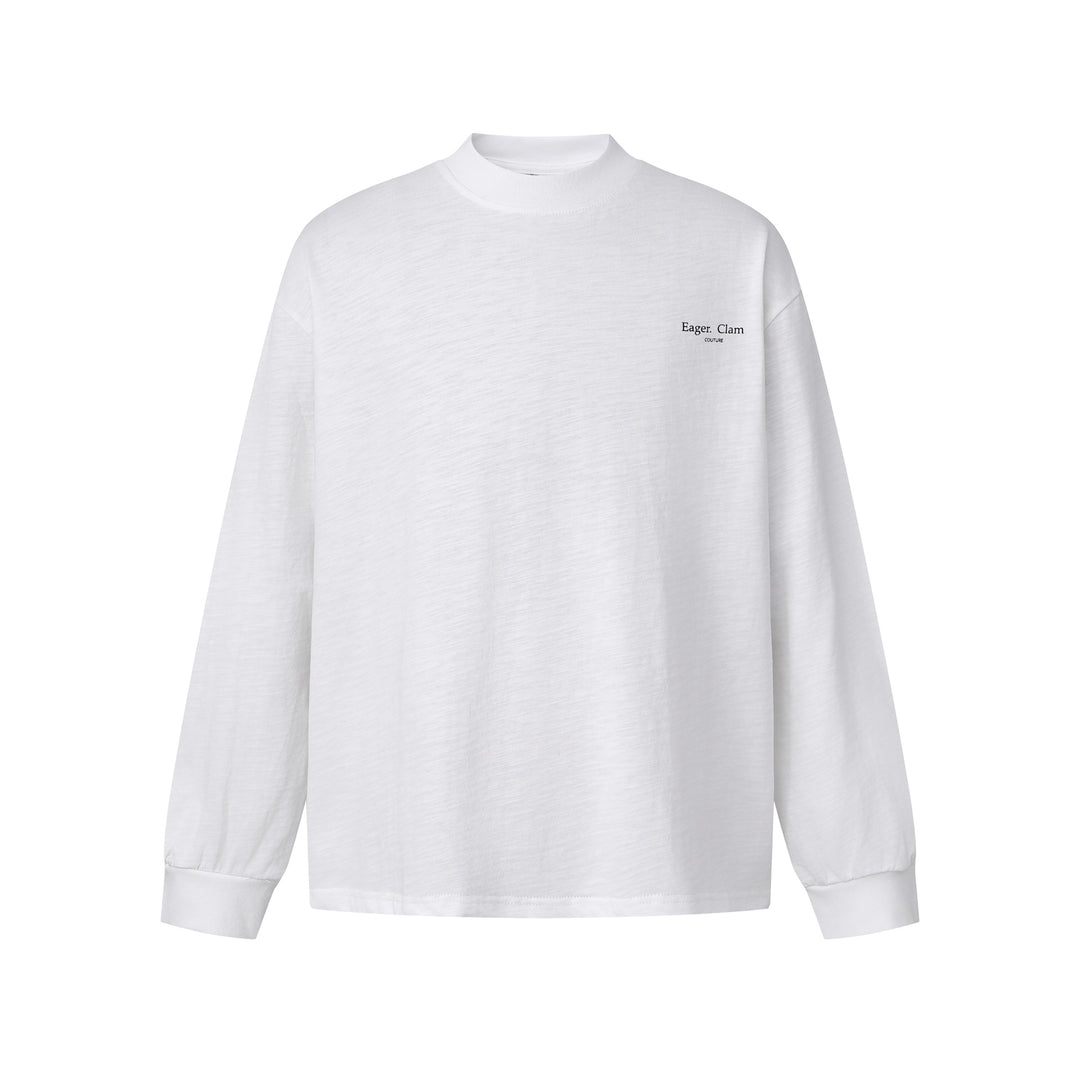 Unisex Oversize-Langarmshirt mit Slub-Baumwolle und halbhohem Rollkragen Drune