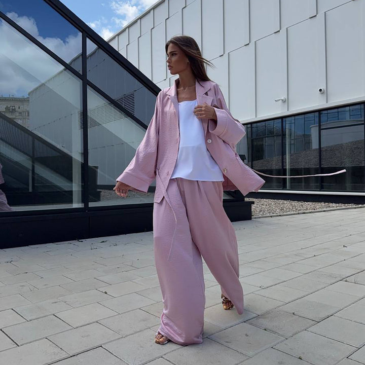 Damen Oversized Blazer mit weiten Ärmeln und passender Hose Drune