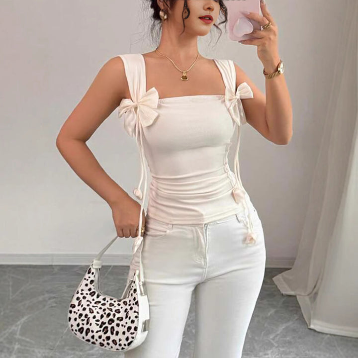 Damen Cropped Top mit verspielten Schleifendetails Drune