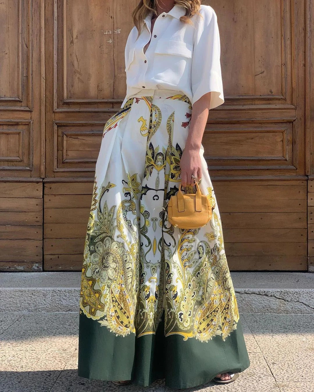Damen Weit geschnittene Palazzo-Hose mit opulentem Muster Drune