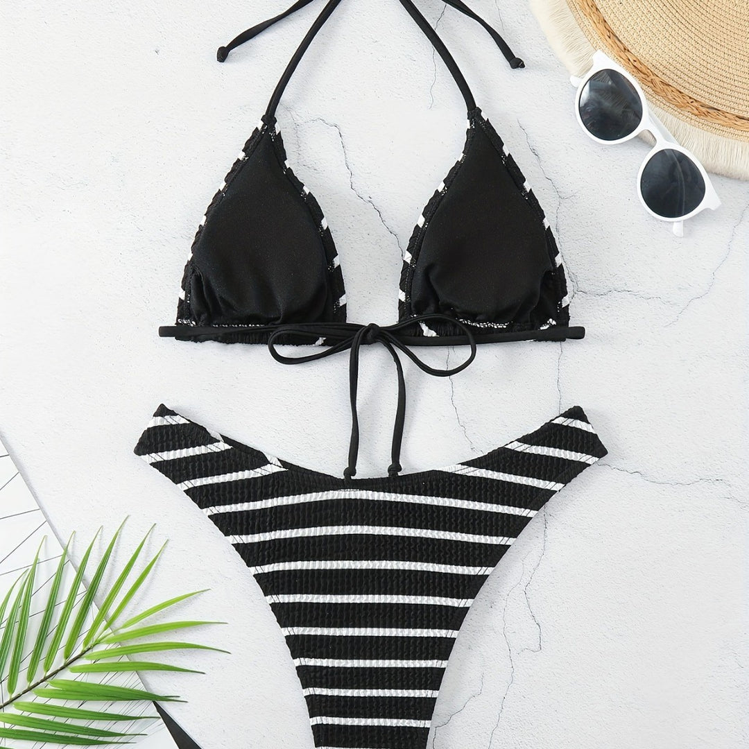 Damen Triangel-Bikini mit raffinierten Streifen Drune