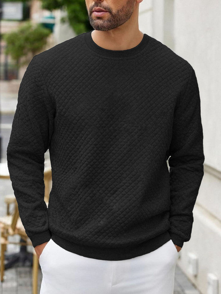 Herren gesteppter Sweatpullover mit Rautensteppung, geripptem Kragen und komfortablem Regular Fit Drune