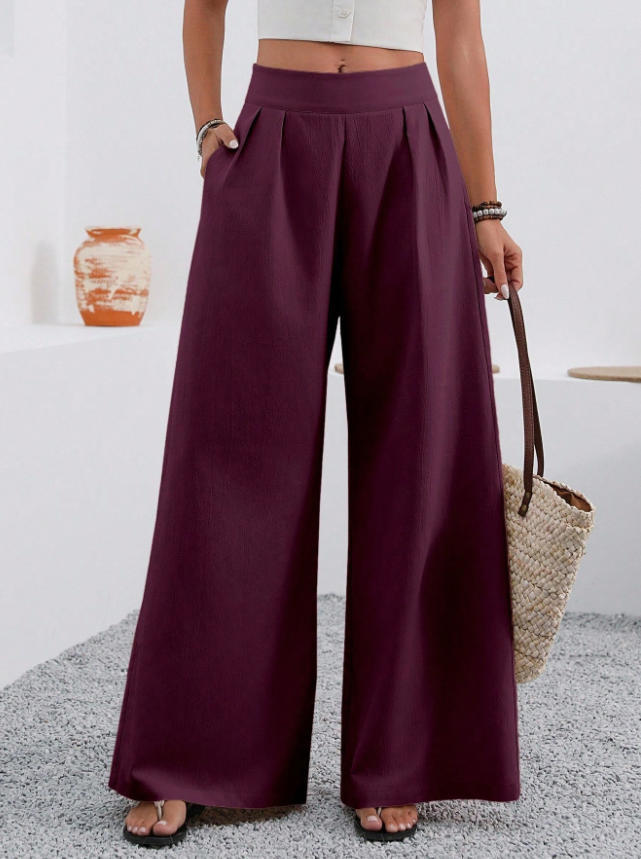 Damen Elegante und weite Bundfaltenhose Drune