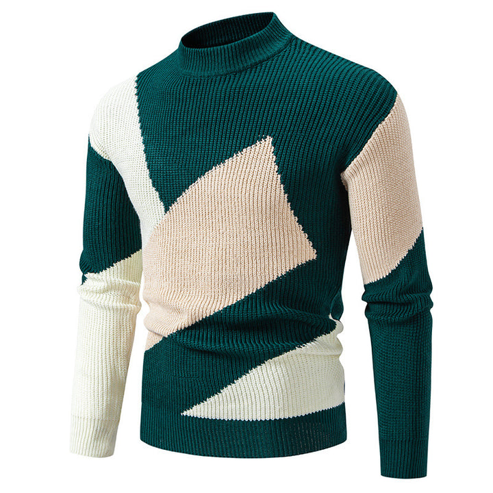 Damen modischer Stehkragenpullover mit geometrischem Muster Drune