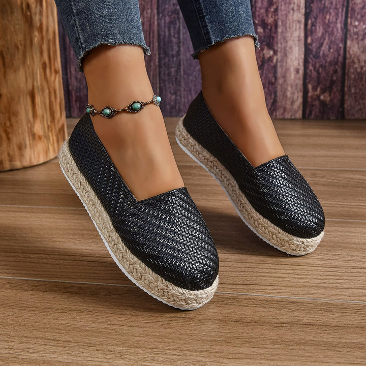 Damen Espadrilles mit flexiblem Kork-Sohle und trendiger Webstruktur Drune