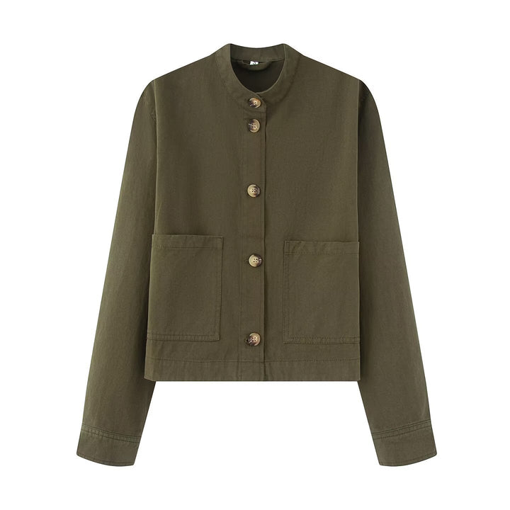 Damen Baumwolljacke mit Knopfleiste und praktischen Taschen Drune