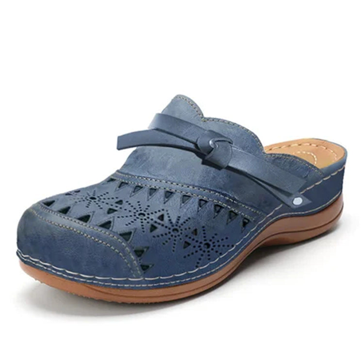 Damen Komfort Clogs mit modischem Lochmuster und dekorativem Riemen Drune