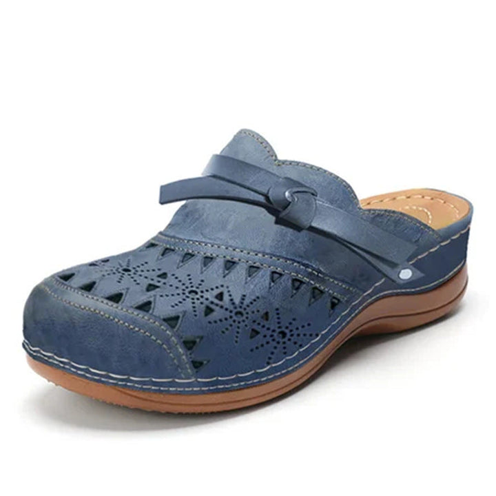 Damen Komfort Clogs mit modischem Lochmuster und dekorativem Riemen Drune