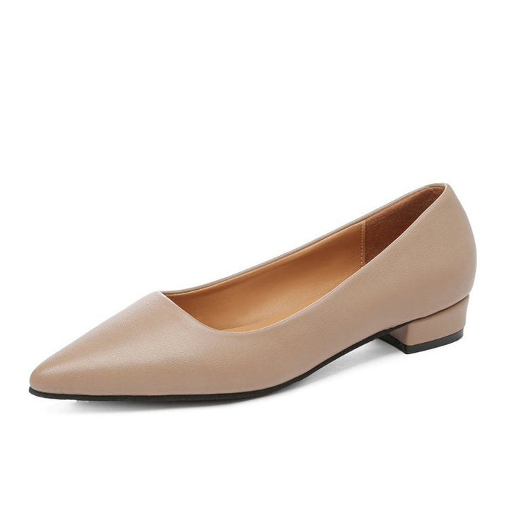 Damen elegante spitze Ballerinas mit bequemem Blockabsatz Drune