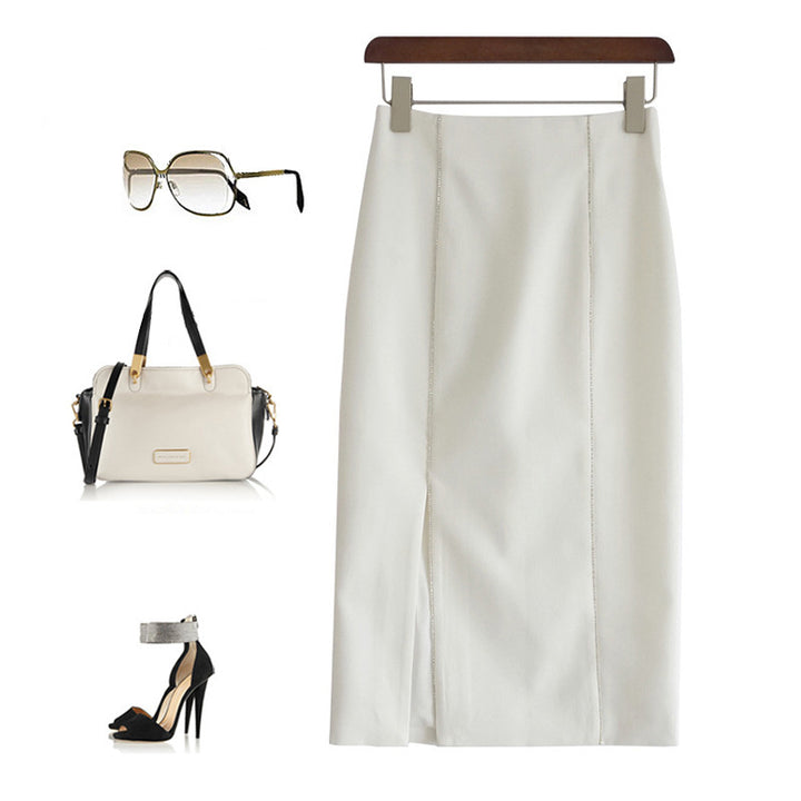 Damen Eleganter Bleistiftrock mit seitlichem Schlitz und feinem Stoff Drune