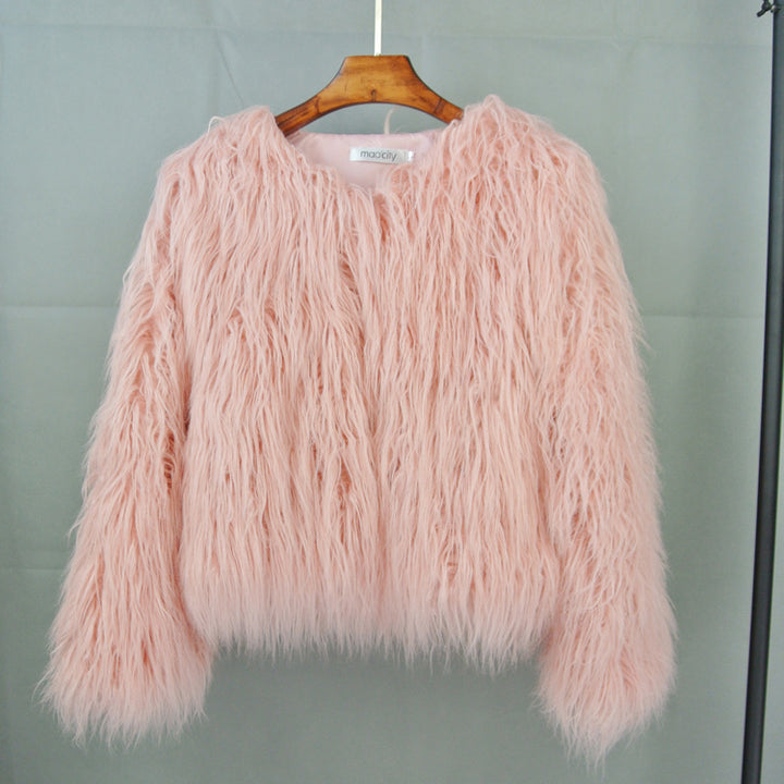 Damen Flauschige Kunstfelljacke mit lockerer Passform und voluminösem Design Drune