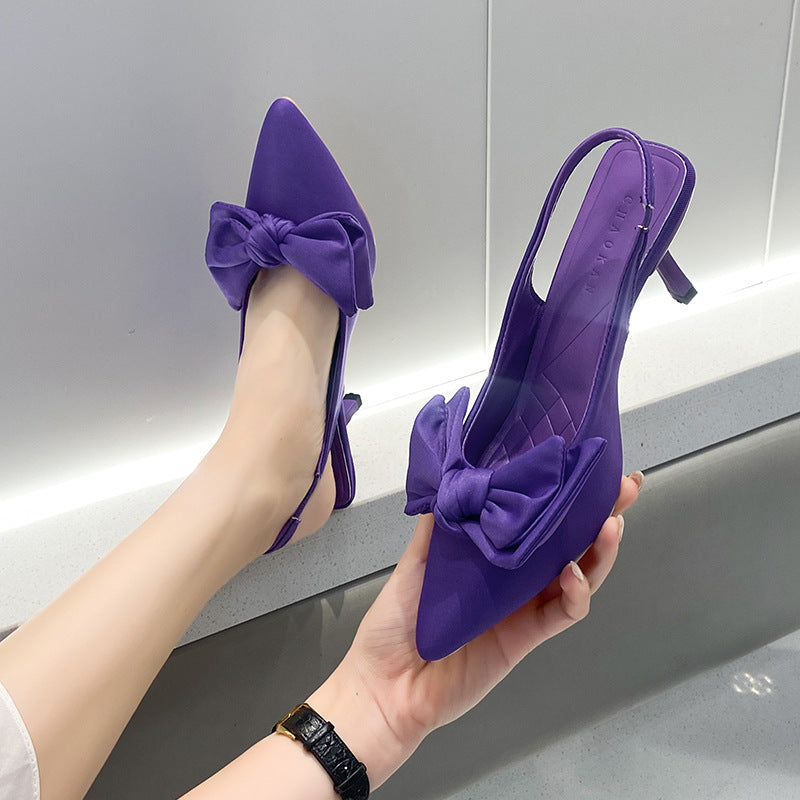 Damen elegante Slingback-Pumps mit modischem Schleifen-Detail und komfortablem Blockabsatz Drune