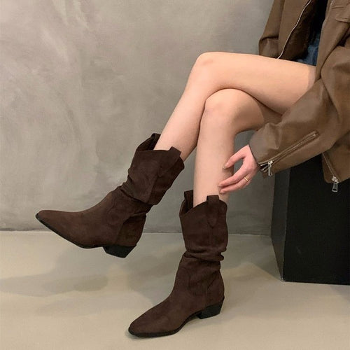 Damen Modische Wildlederstiefeletten Drune