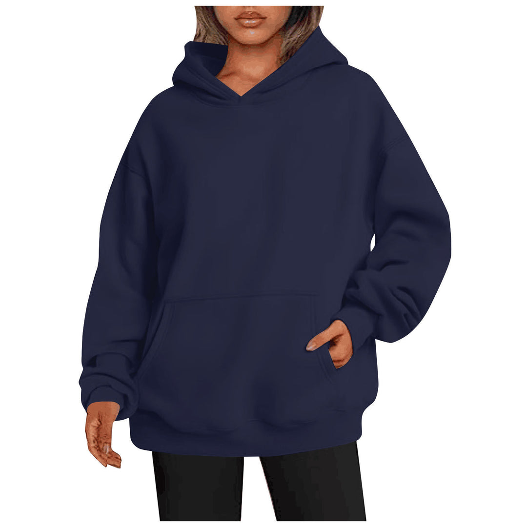 Damen nan Oversize Kapuzenpullover aus weicher Baumwollmischung mit Kängurutasche Drune