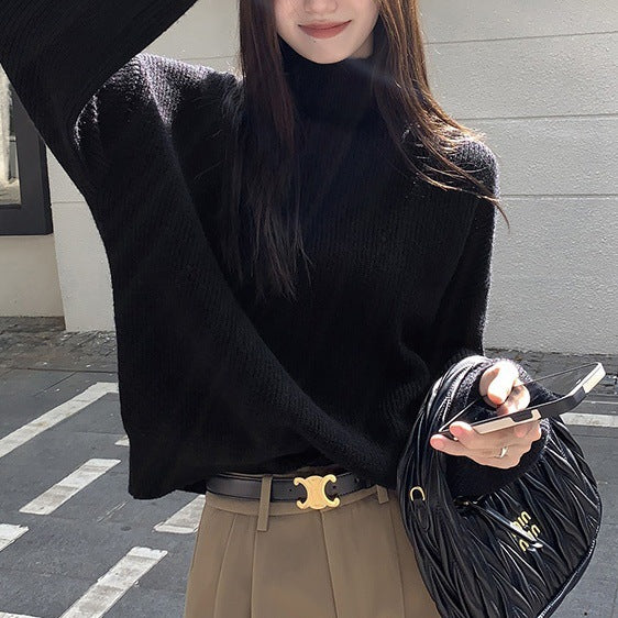 Damen Oversized Pullover mit Stehkragen Drune