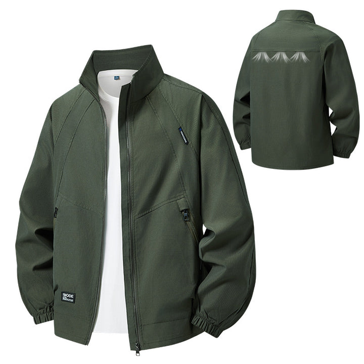 Herren leichte Outdoor-Jacke mit hohem Kragen Drune